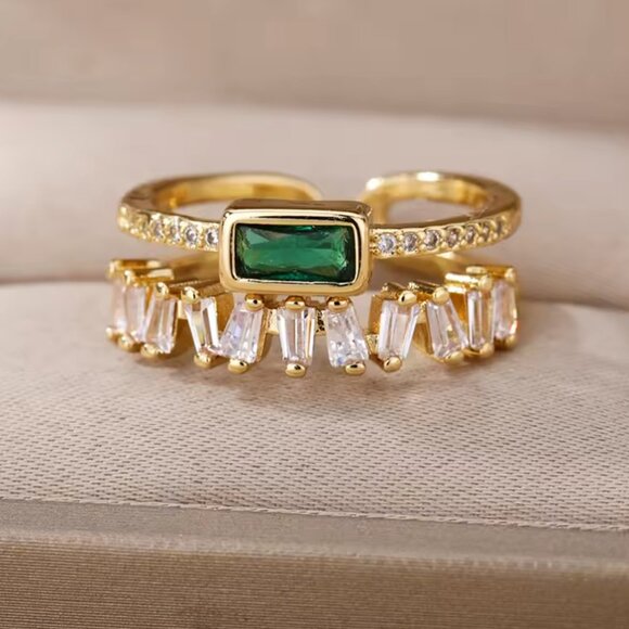 14K Gold Filled Emerald Ring - Picture 2 of 4